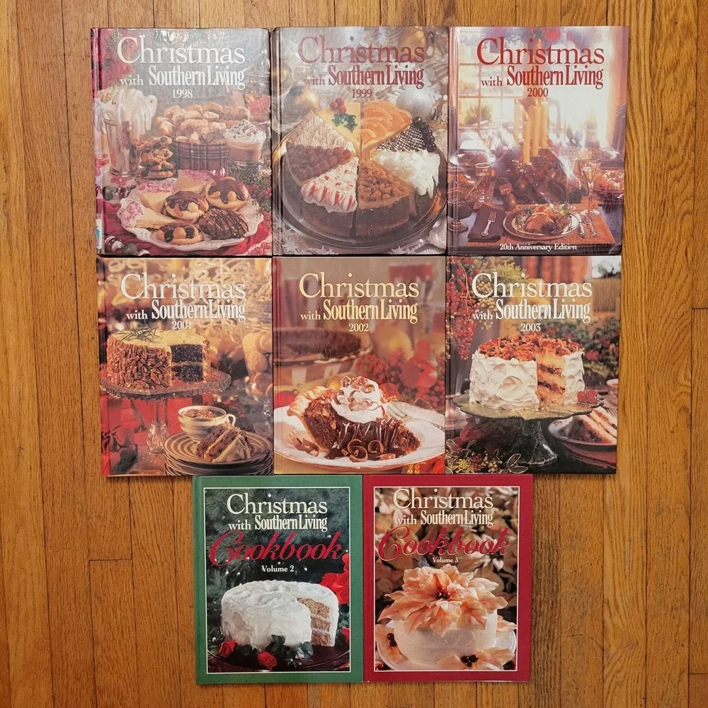 Southern Living Christmas Cookbook Lot 8 Books 98-03 Hardcover‎ Staging Decor